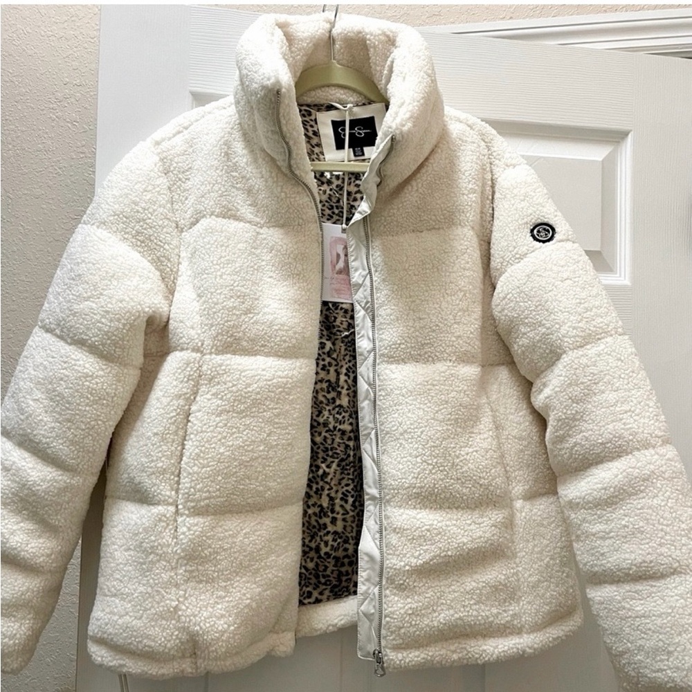Jessica Simpson NWT Sherpa Jacket w/leopard print inside